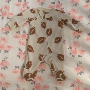 Carter's Cream and Brown Football Print Footie